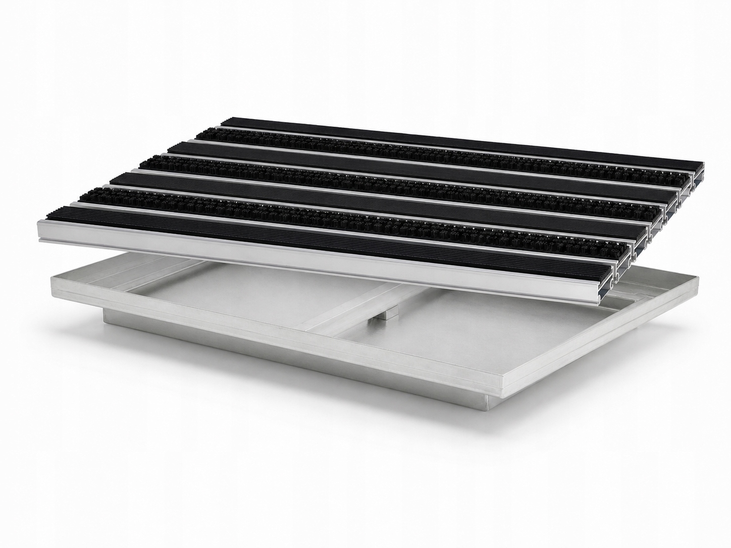 Polentex Aluminium-fußmatte C22 Bürste/schwarzer Gummi 75x50 + Schmutzfang