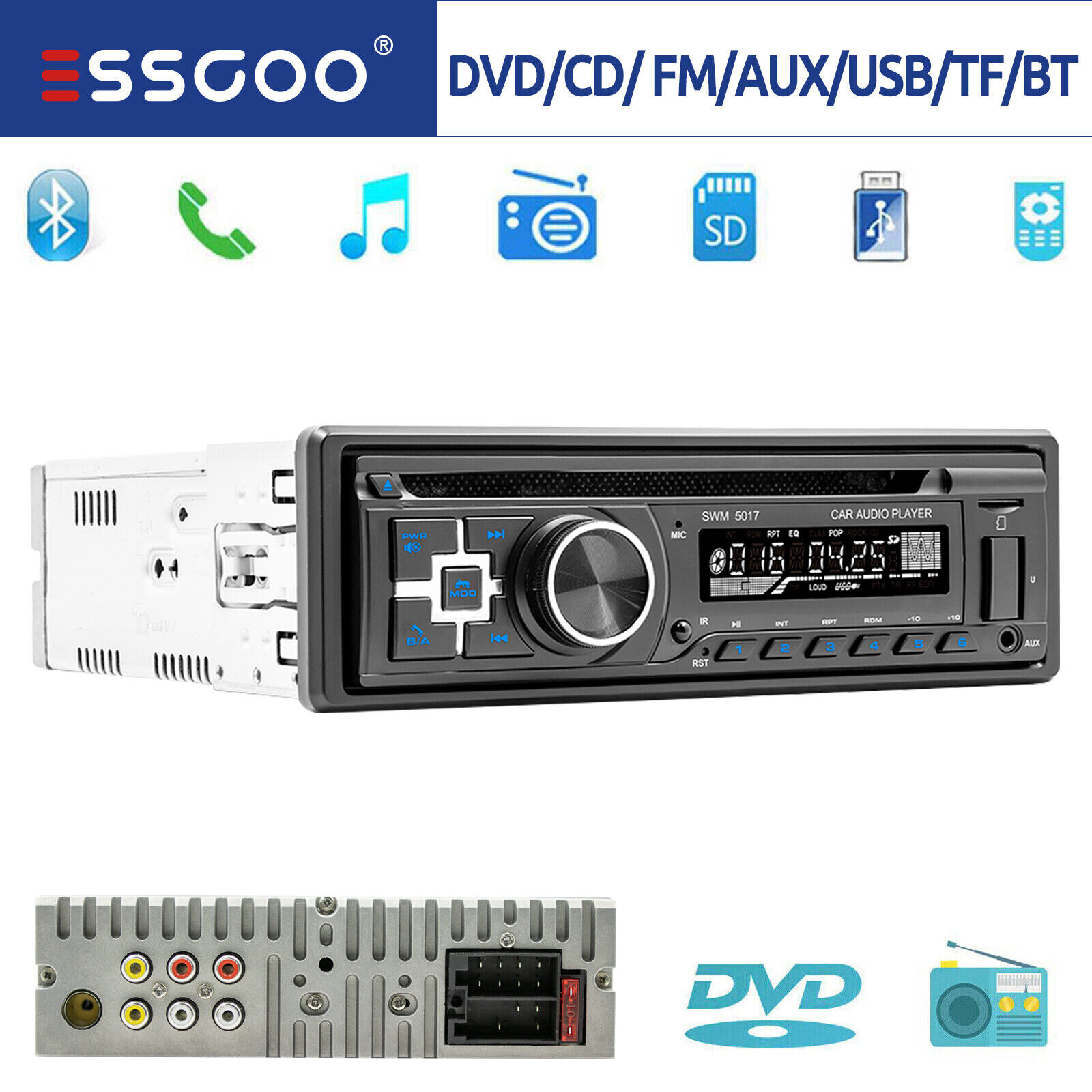 Radio Mit Cd, Dvd, Mp3, Usb, Bluetooth, Fm, Aux, 1 Din-radio