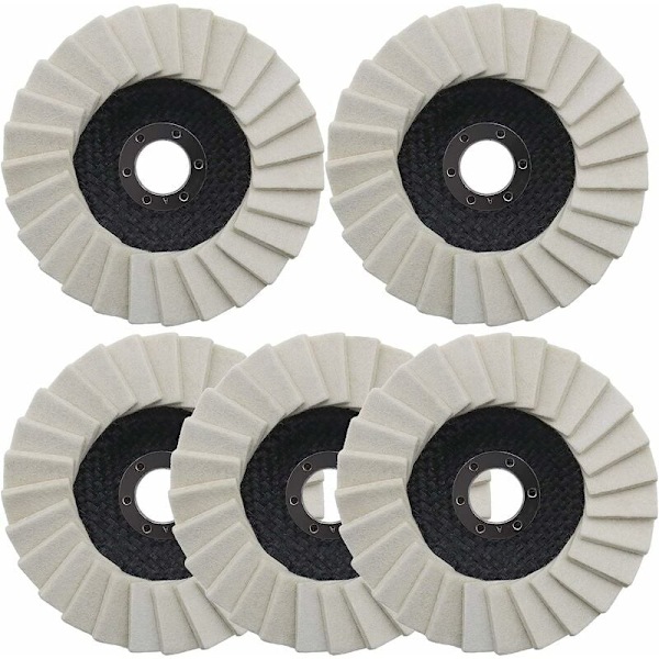 Betterlife Polierpads Aus Wollfilz (5er-pack), 125 Mm Gerilltes Schleifpapier, Geeignet Für Edelstahl, Glas, Metall, Aluminium Und Winkelschleifer.