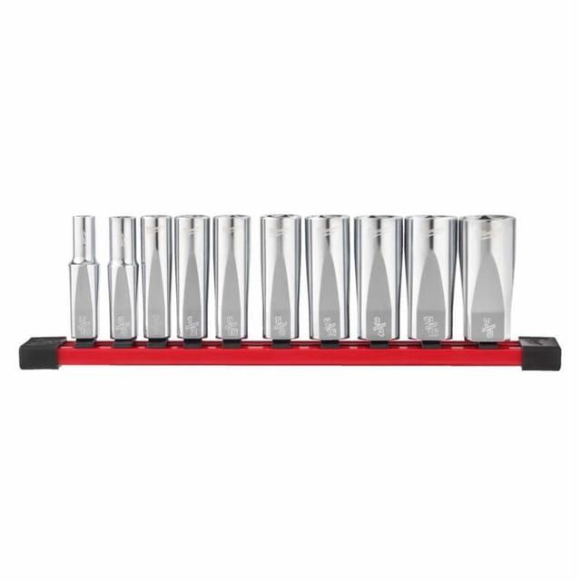 Satz von 10 langen Sechskant-Stecknüssen 3/8' zöllig 10PC Milwaukee 4932492510