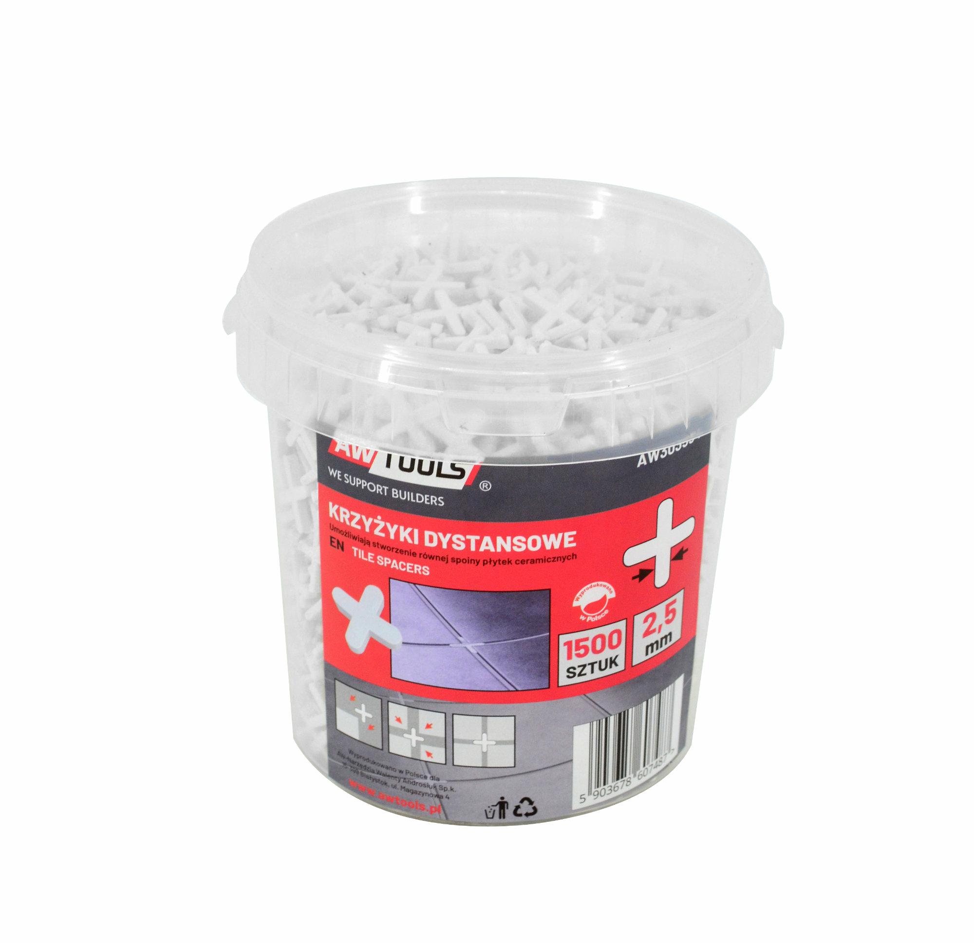 Awtools Krzyżyki Dystansowe 3,0mm / 1500szt. Wiaderko