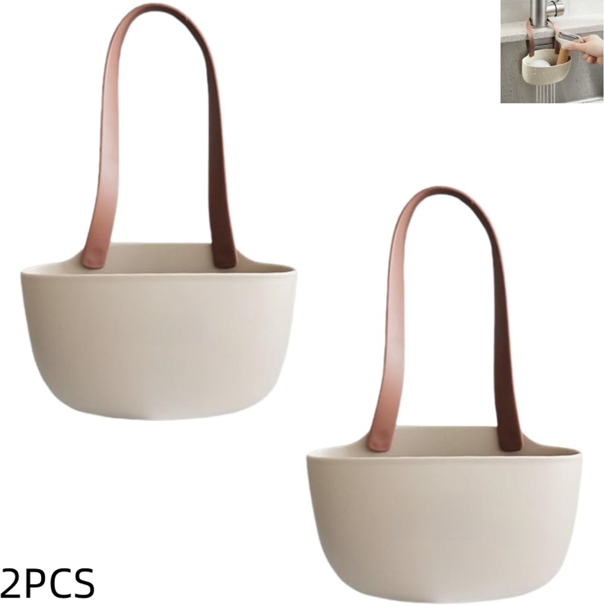 2er-set – Küchenabtropfkorb – Hängekorb – Schwammhalter – Für Spülbecken – Kaffeebraun – 13 × 8,5 × 5,5 Cm