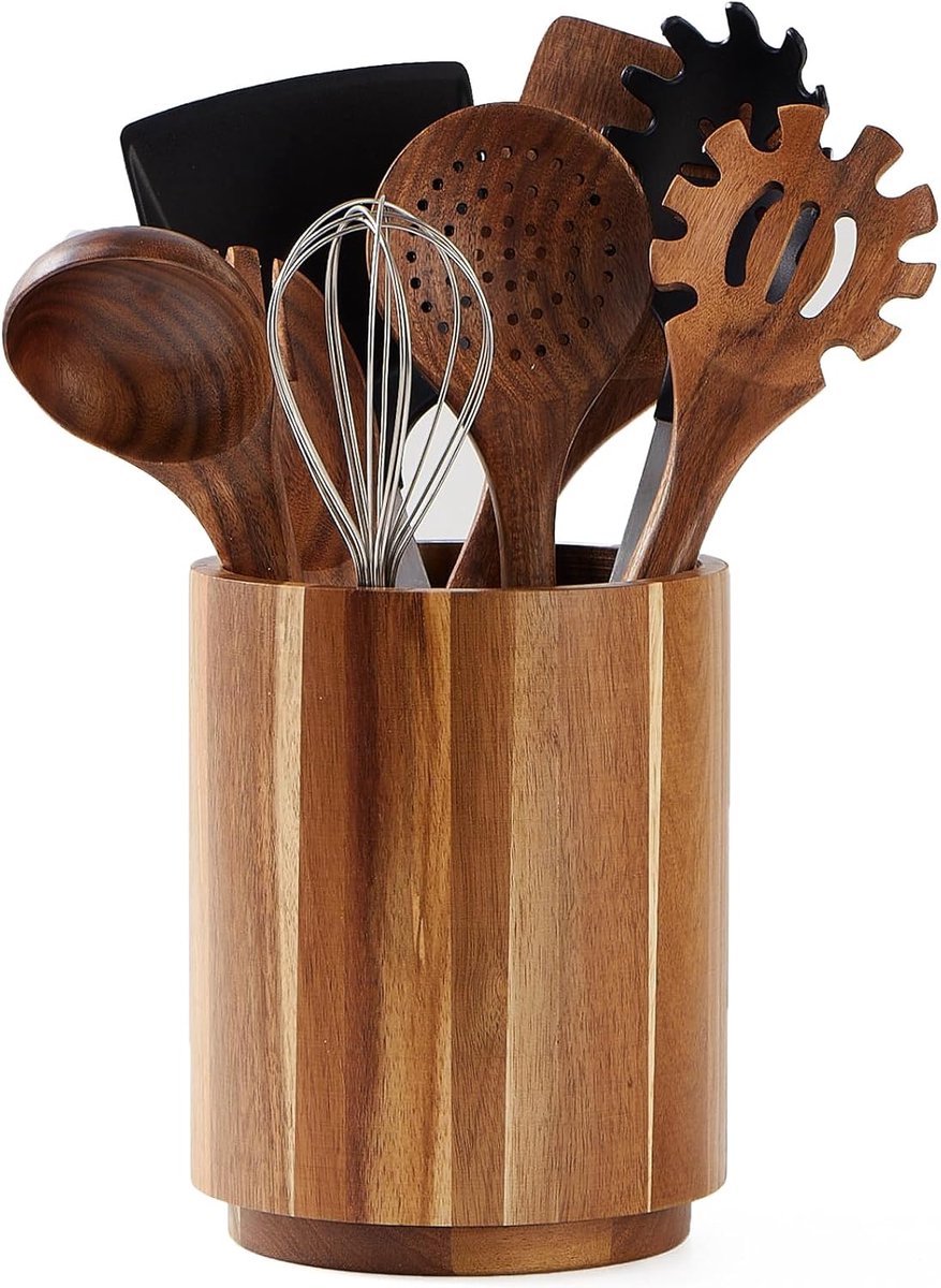 Küchenutensilienhalter – 360° Drehbarer Organizer – Holz – Für Die Arbeitsplatte – Aufbewahrung Für Besteck, Löffel, Pfannenwender Und Andere Küchenhelfer – Besteckablage