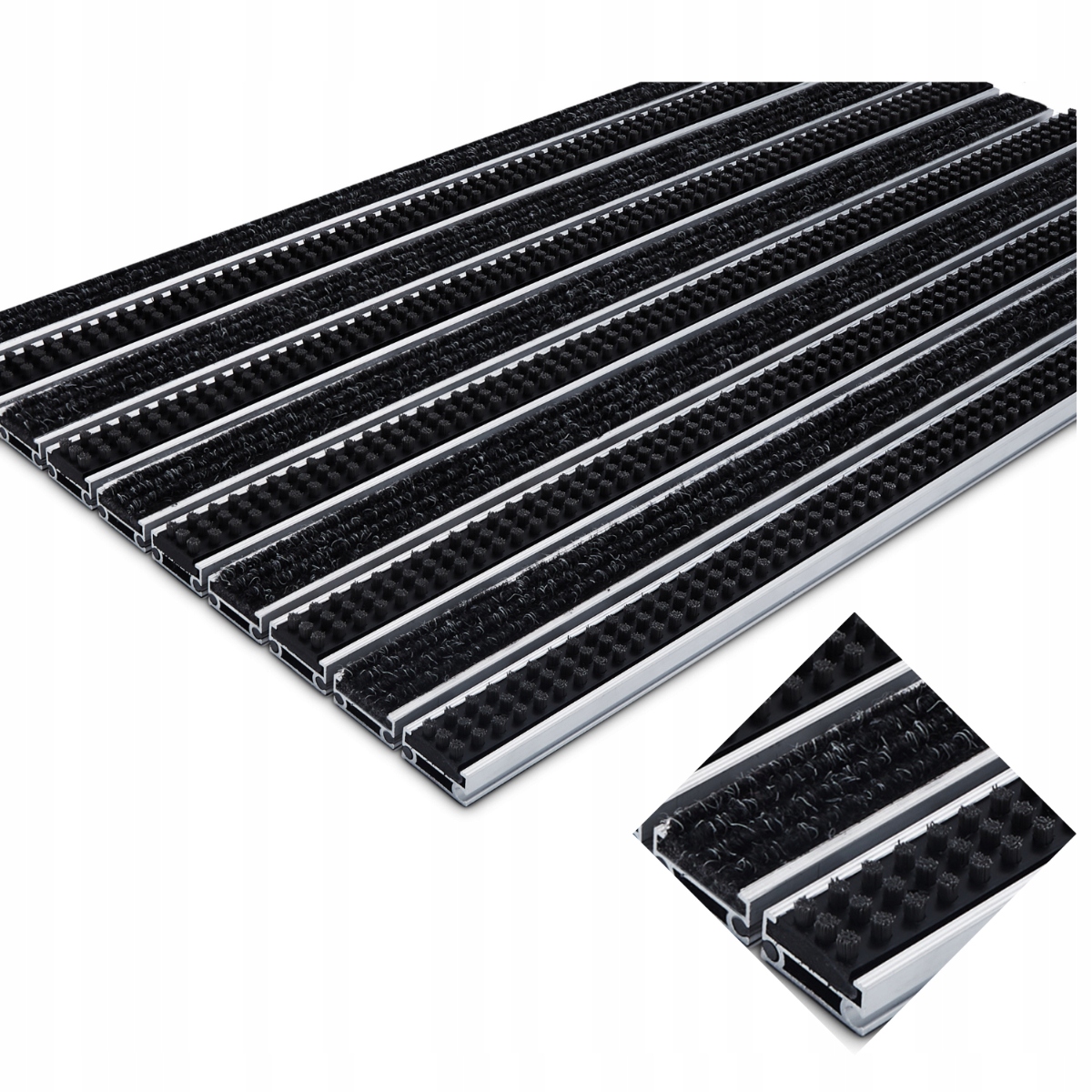 Polentex Fußmatte Aus Gebürstetem Aluminium/ripsgewebe, 100 X 50 Cm, C17 Mit Rahmen