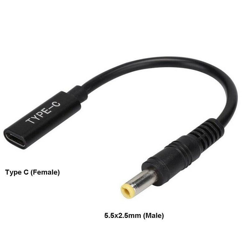Coreparts Conversion Cable Convert Usb-c To 5.5 2.5mm, Usb-c To 5.5 2.5mm Adapter (convert Usb-c To 5.5 2.5mm Connects All Laptops/monitors That Require 5.5 2.5mm To Usb-c Chargers - Upto)