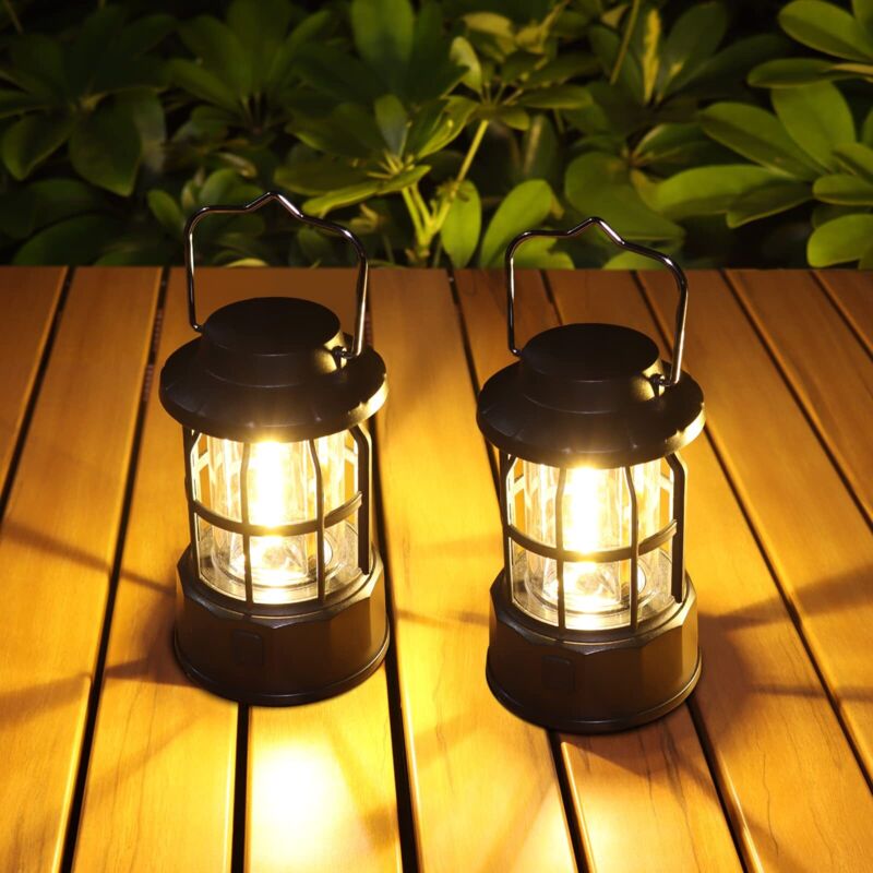 Batteriebetriebene Campinglampe. Zweierpack Dimmbare Campinglampe. Tragbare, Wasserdichte Campinglampe (ipx4). Geeignet Für Camping, Stromausfälle Und Notfälle.