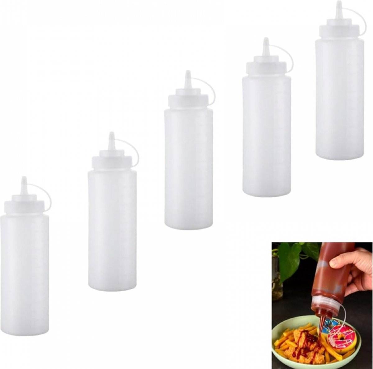 Set Mit 5 Flexiblen Kunststoffflaschen – Flexible Flaschen/soßenflaschen – Dosierflaschen/soßenflaschen – 250 Ml – Flexible Flaschen Für Gewürze – Soßenflaschen – Portionierflaschen
