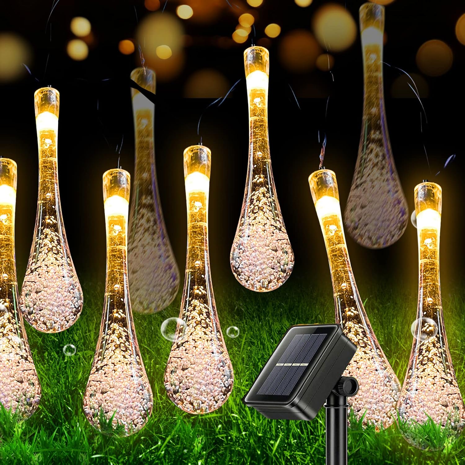 Solcellsdrivna Ljusslingor, 50 Led 7m Solcell Vattendroppe Ljus, Zqkla