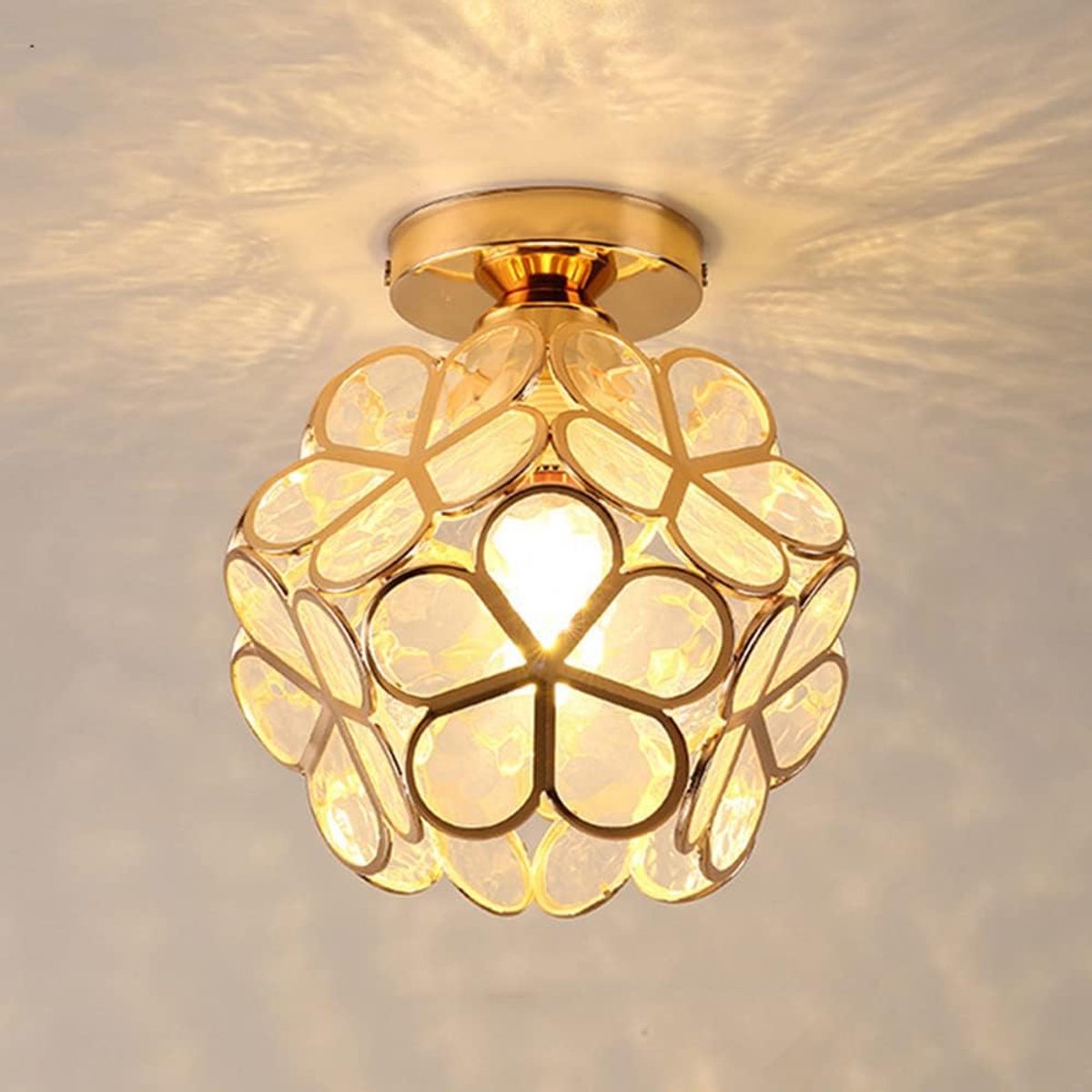 Moderne E27-deckenleuchte Mit Goldenem Kristallsockel Für Schlafzimmer, Wohnzimmer Oder Eingangsbereich