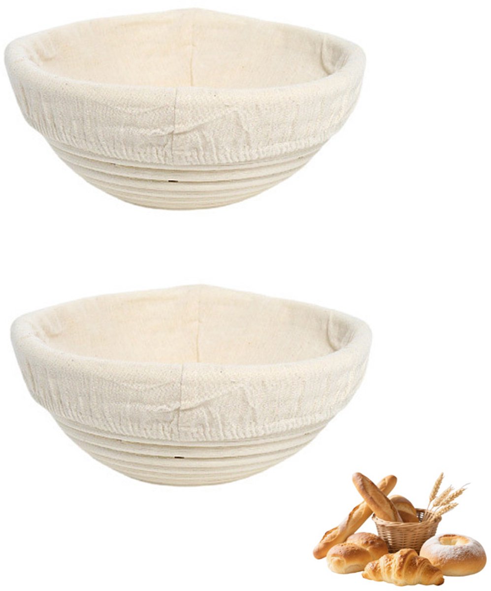 Runder, Zweiteiliger Gärkorb – Brotgärkorb – Sauerteiggärkorb – Handgefertigte Rattanschale – Backutensilien – 20 Cm Durchmesser