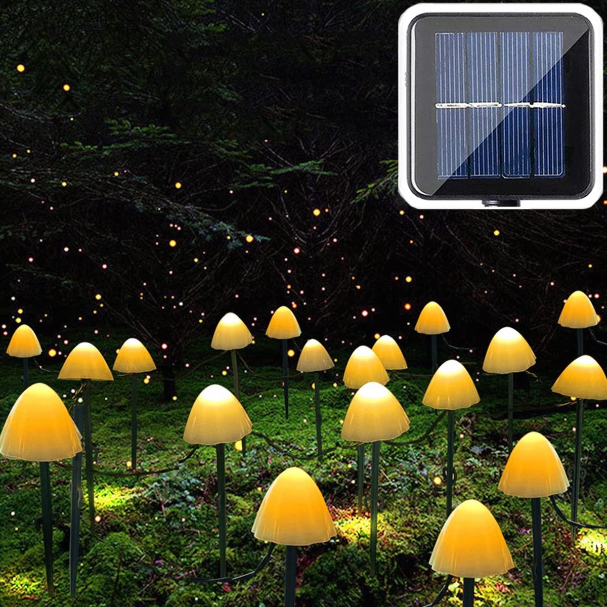 20er-pack Led-lichterkette In Pilzform Für Den Garten – 5 M – Solarbetrieben – 8 Leuchtmodi – Wasserdicht – Dekoration Für Höfe, Einfahrten Und Wege – Warmweiß