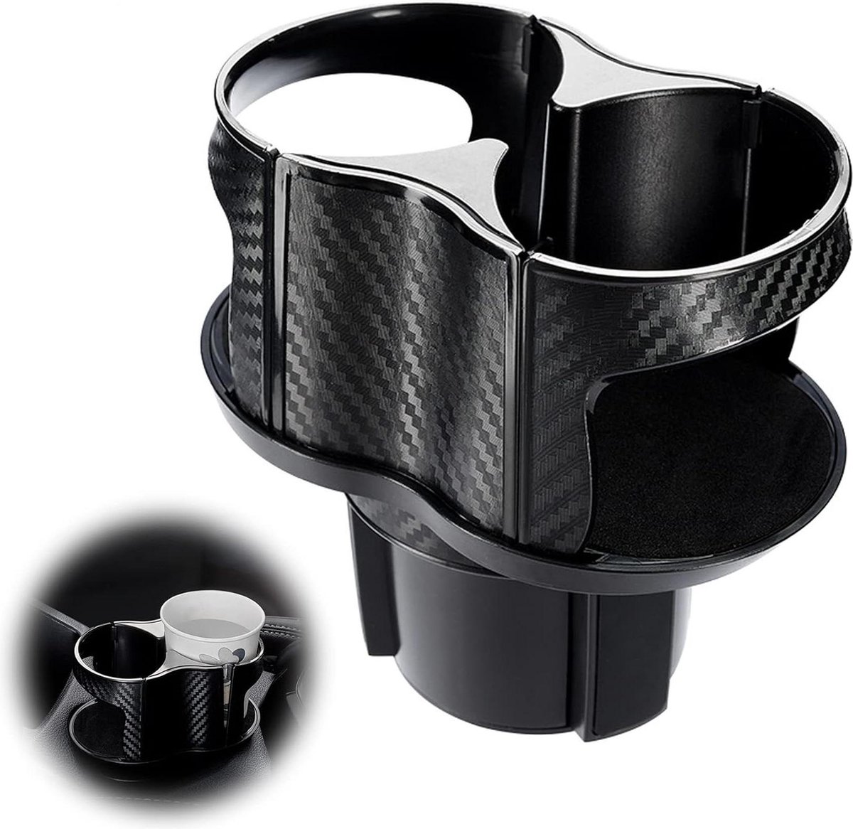 Multifunktionaler 2-in-1-autobecherhalter – Ausziehbarer Universaladapter Mit Verstellbarer Basis – 360° Drehbarer Doppelbecherhalter