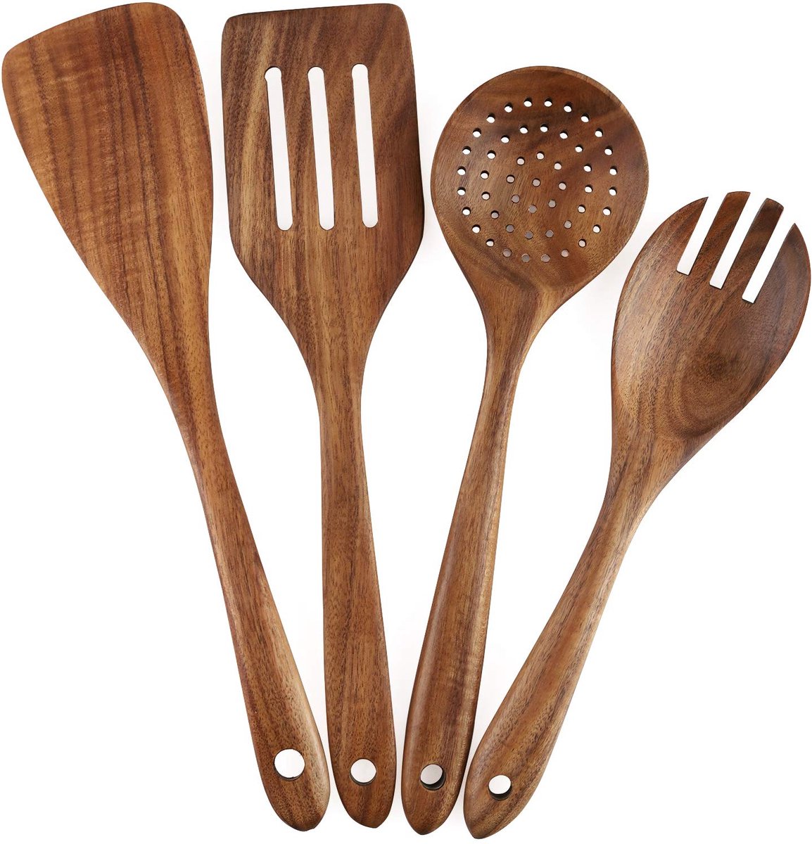 Set Mit 4 Küchenutensilien Aus Holz Für Beschichtete Pfannen