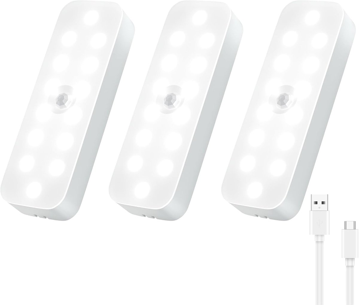 Led-nachtlicht – Nachtlicht Mit Bewegungsmelder – Kabellose Led-lampe – 3er-pack – 6000 K Weißlicht – Magnetisch – Mit Beleuchtung – Tag-/nacht- Und Bewegungserkennung