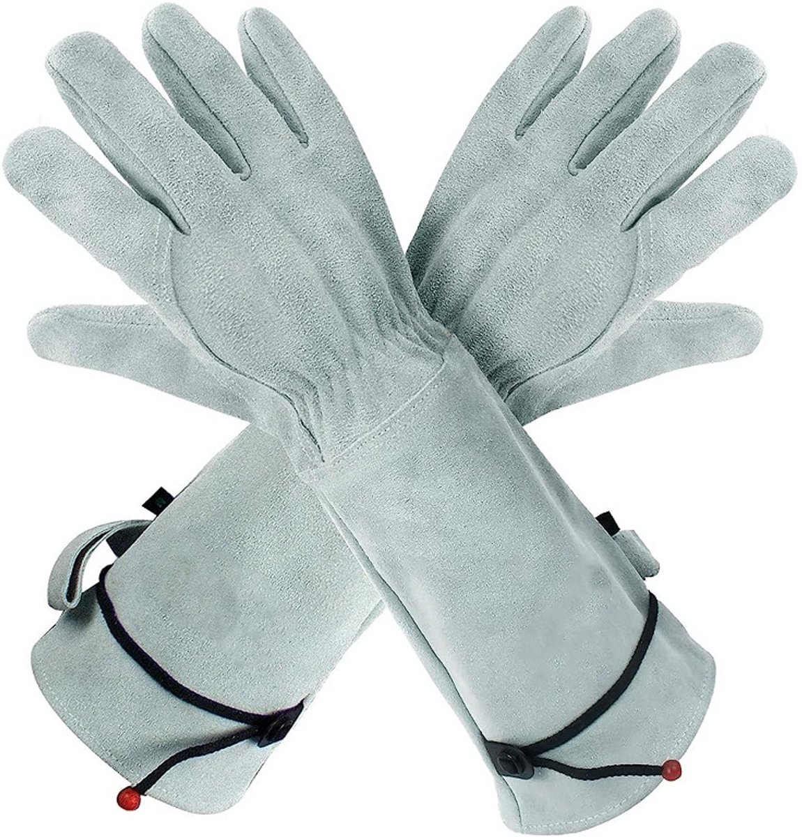 Gartenhandschuhe – 1 Paar – 42 Cm – Grau – Kunstleder – Unisex-gartenhandschuhe – Verstellbare Bündchen – Dornenfest – Langärmlige Gartenhandschuhe