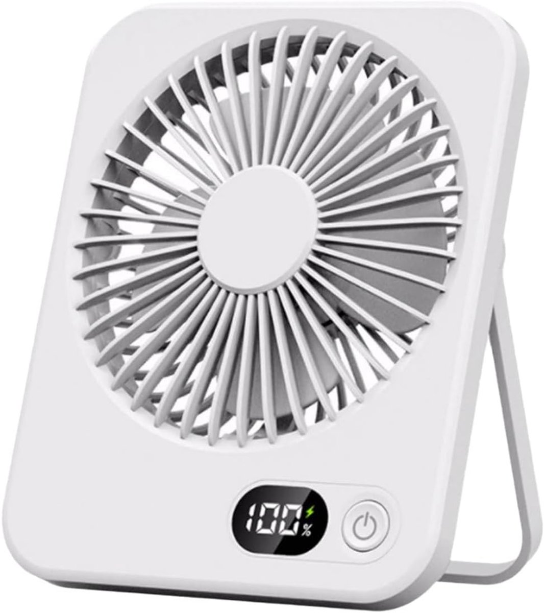 Multifunktionaler, Tragbarer Ventilator – Wiederaufladbar – Fünf Geschwindigkeitsstufen – Um 180° Schwenkbar – Weiß