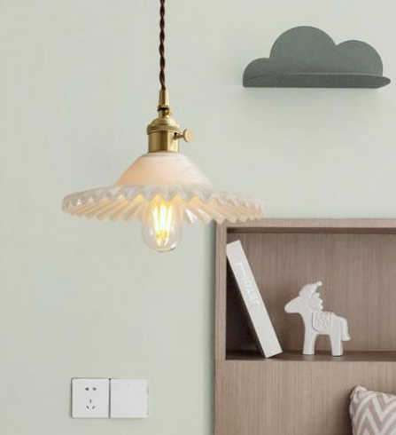 E27 Industrielle Vintage-deckenleuchte, Retro-glas-deckenlampe Mit Lampenschirm (weiß)