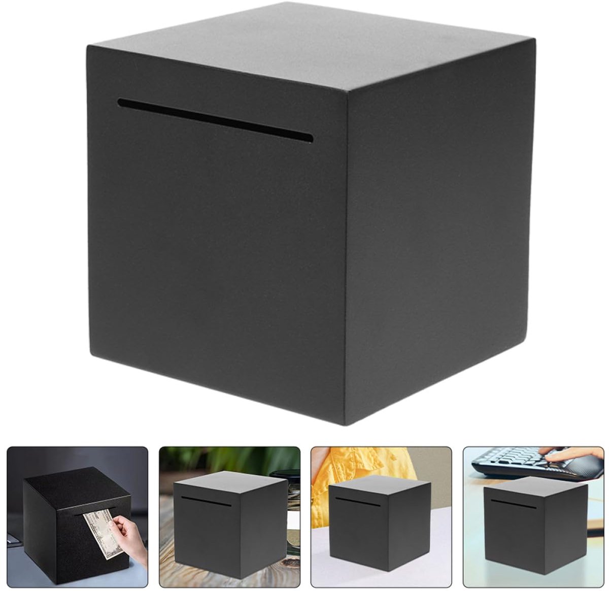 Sparschwein – 15 X 15 X 15 Cm – Verschließbares Sparschwein – Gratis 3d-dekoaufkleber – Sparschwein Aus Edelstahl – Für Erwachsene, Jungen, Mädchen Und Kinder – Schwarz