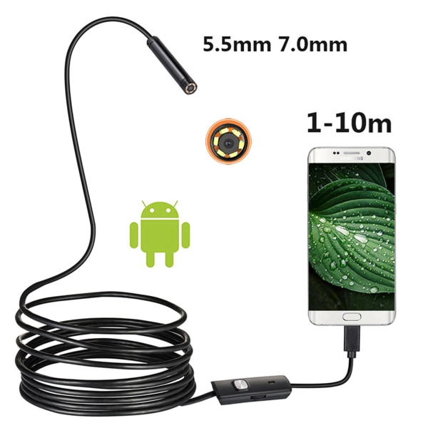 7-mm-endoskop Mit 6 Leds, Wasserdichte Inspektionskamera