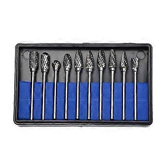 Professionelles 10-teiliges Set Doppelschneidiger Vollhartmetall-rotationswerkzeuge Aus Robustem Stahl Zum Entgraten Von Holz Und Metallschnitzereien.