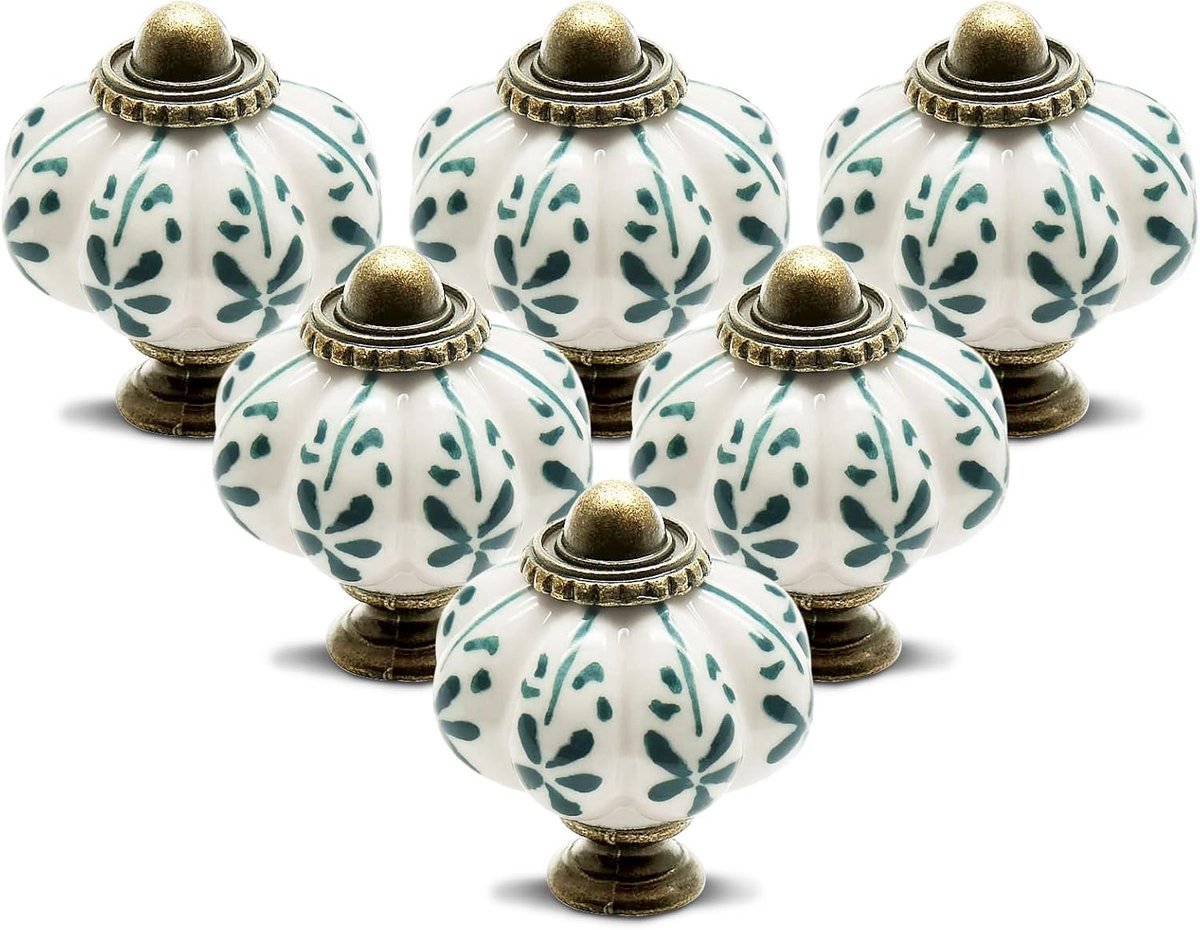 Kürbisförmige Keramik-schubladenknöpfe – 6er-set – Vintage-stil – Griffe Für Schubladen Und Küchen-/kinderzimmermöbel – Kürbisförmige Keramikknöpfe Mit Schrauben