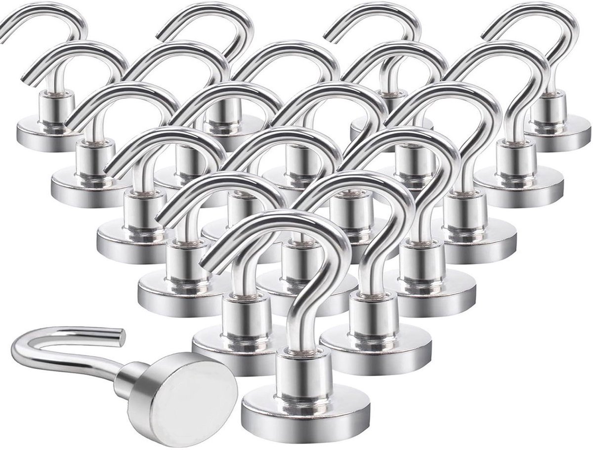 Extra Starke Magnethaken, 10 Kg, Neodym-magnete Mit Haken, 21er-packung, Reißfeste Magnethaken, Für Eisentüren, Kühlschränke, Küchen, Kleiderständer, Büros Usw.