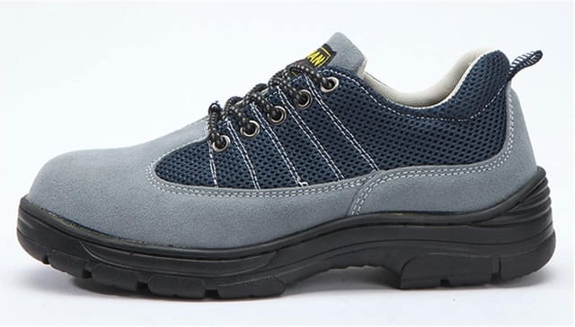 Sicherheits-Sneaker für Damen und Herren mit Stahlkappe, leicht, atmungsaktiv und rutschfest (Farbe: Grau)-41