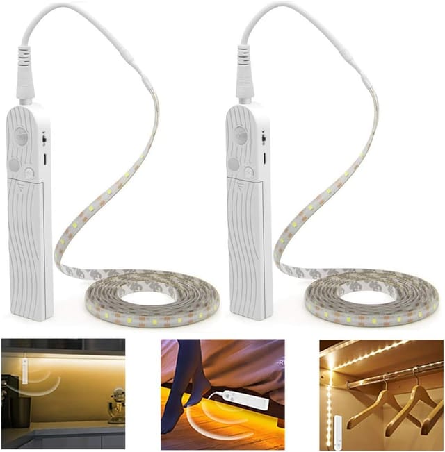 Stück Led-bewegungsmelder, Pdgrow Wasserdichte Schranklampe, 300 Cm Nachtlicht, Led-streifendetektor, 6000 K Für Möbel, Treppen, Schrank, Küche, Regal, Kleiderschrank, Bett – Weiß