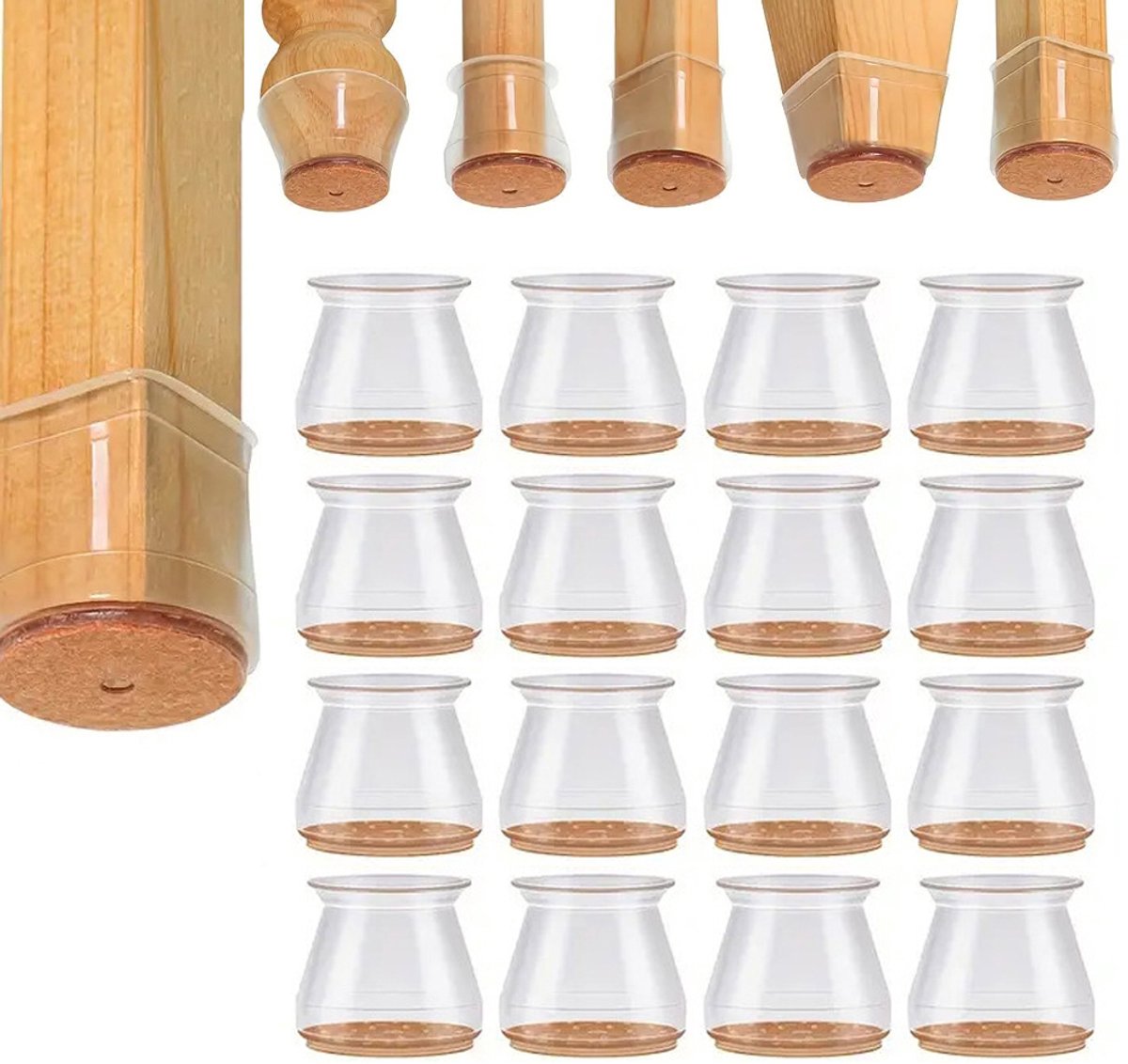 22 Stuhlbeinkappen – 33 X 28 X 31 Mm – Möbelbeinschoner – Transparentes Silikon – Verschleißfest – Schutz Für Stühle Und Böden