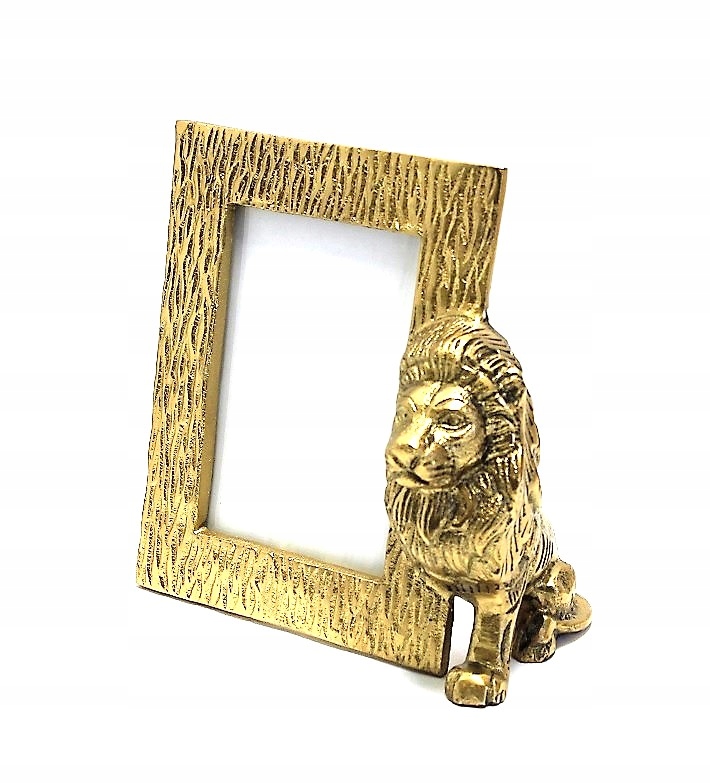 Goldener Metall-fotorahmen Mit Löwe