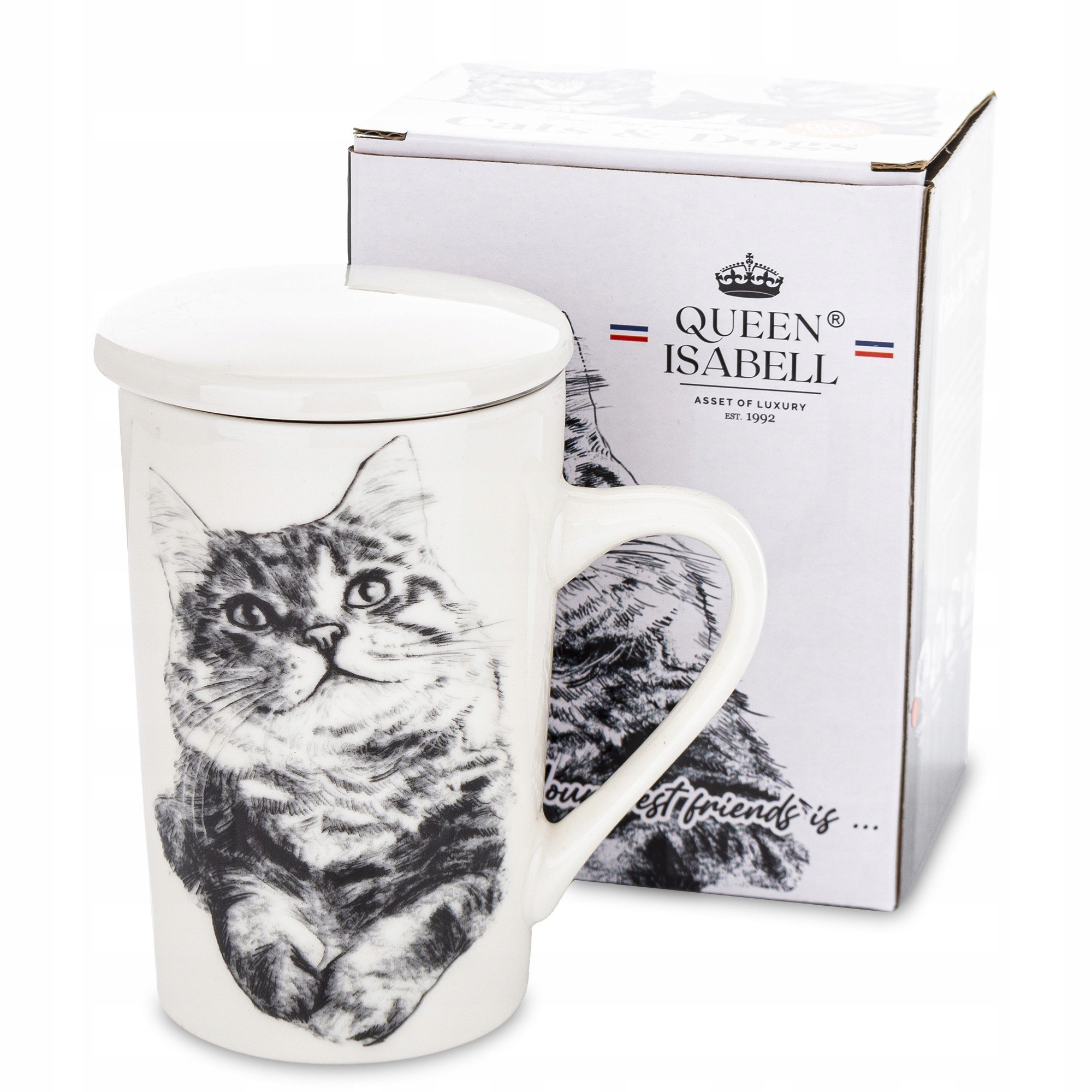 Großer Becher Mit Siebeinsatz Und Katzenmotiv Als Geschenk