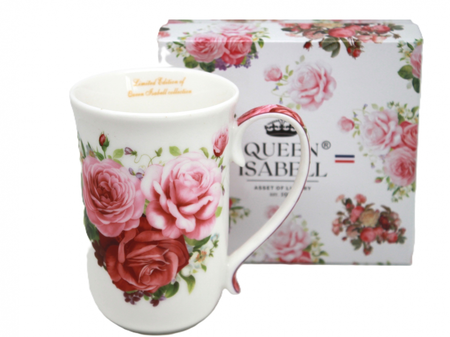 Porzellanbecher, Groß (400 Ml), Elegant, In Einer Geschenkbox, Kollektion Rose