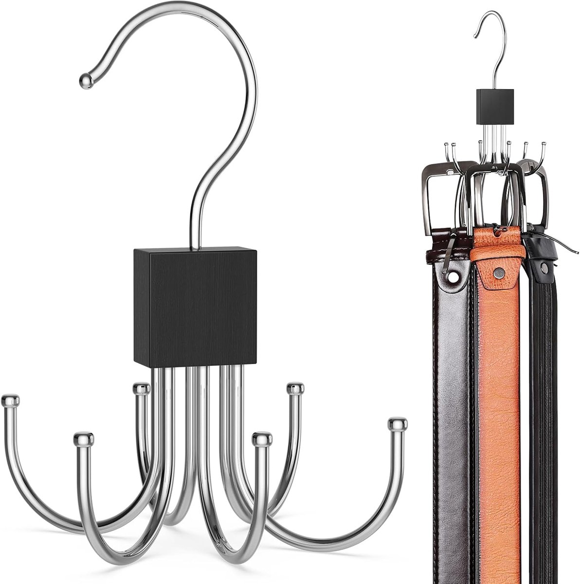 Set Mit 2 Um 360° Drehbaren Gürtelhaltern, Platzsparender Kleiderschrank-organizer Für Gürtel, Schals Und Accessoires