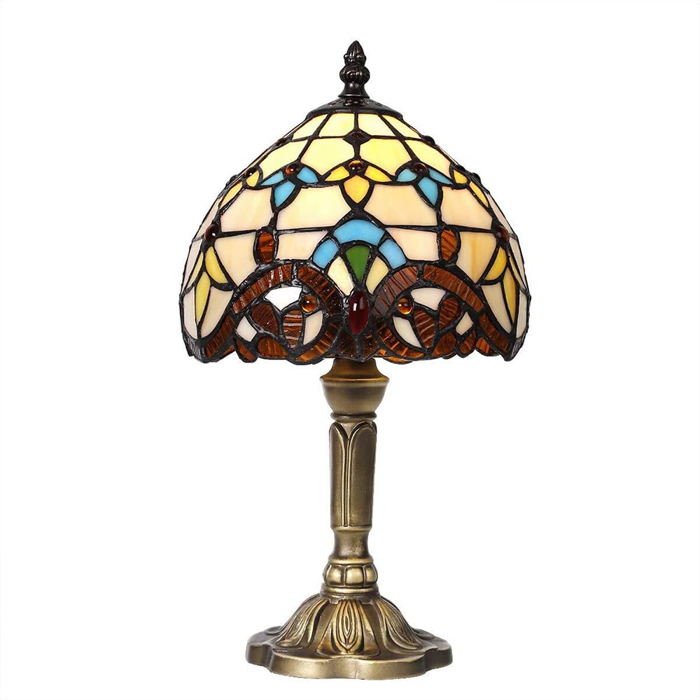 Tiffany-tischleuchte, Handgefertigter Lampenschirm Aus Buntglas, Wohnzimmer, Bar, Mediterrane Tischdekoration