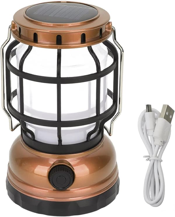 Tragbare, Per Usb Und Solar Betriebene Campinglampe Mit Verstecktem Griff – Zwei Ladeoptionen, Geeignet Für Den Außeneinsatz (gelb) (ho)