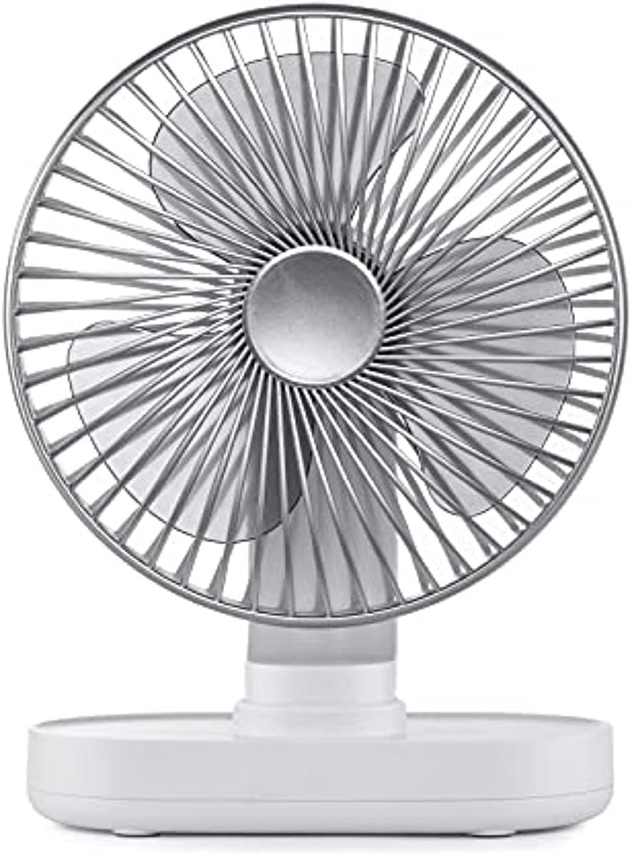 Wiederaufladbarer Tischventilator – Leise – 4 Geschwindigkeitsstufen – 90°-oszillation – 4000 Mah
