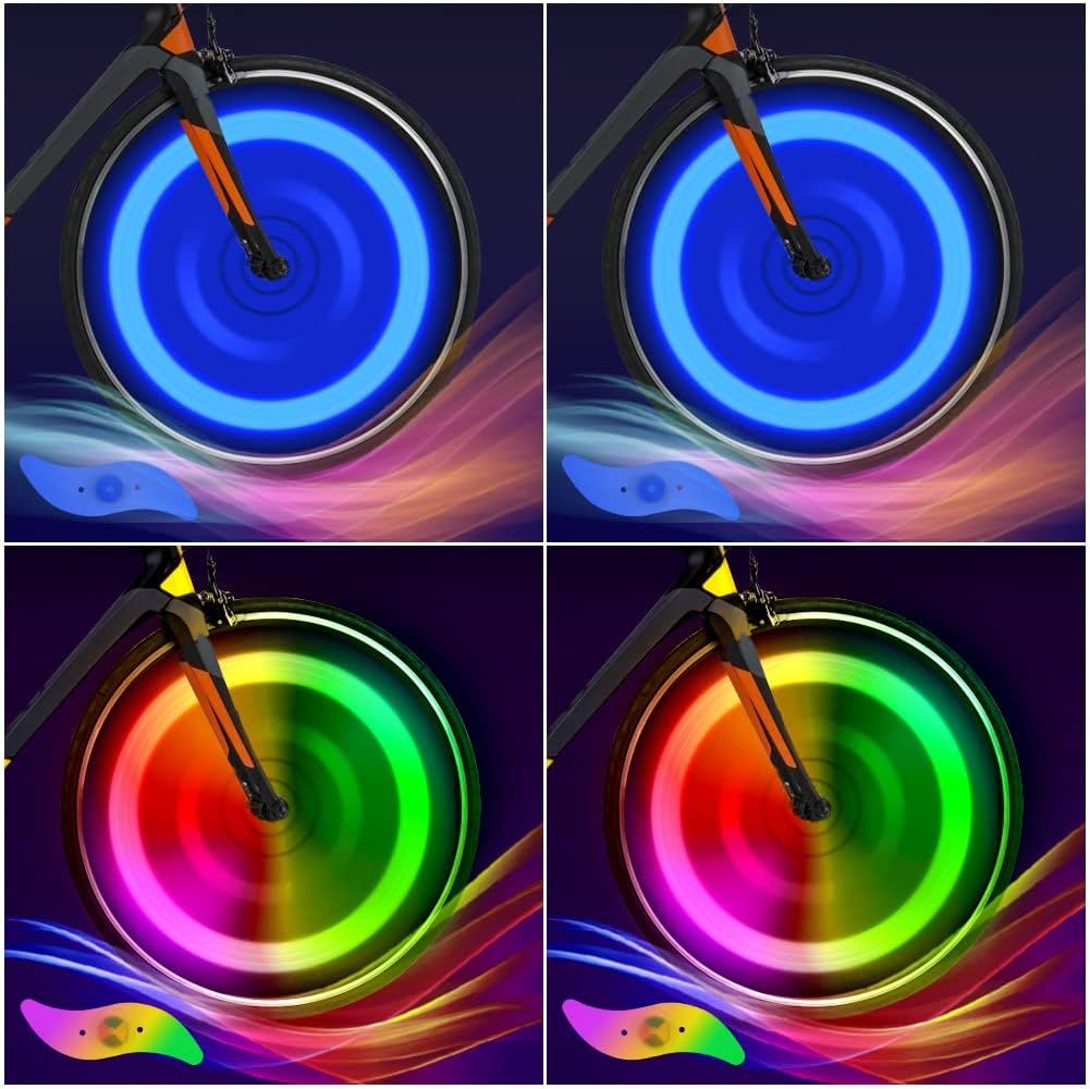 Fahrradlichter 4er-pack, Reifenblinklichter, Led-neon-radblinker, Wasserdicht, 3 Blinkmodi, Fahrradzubehör
