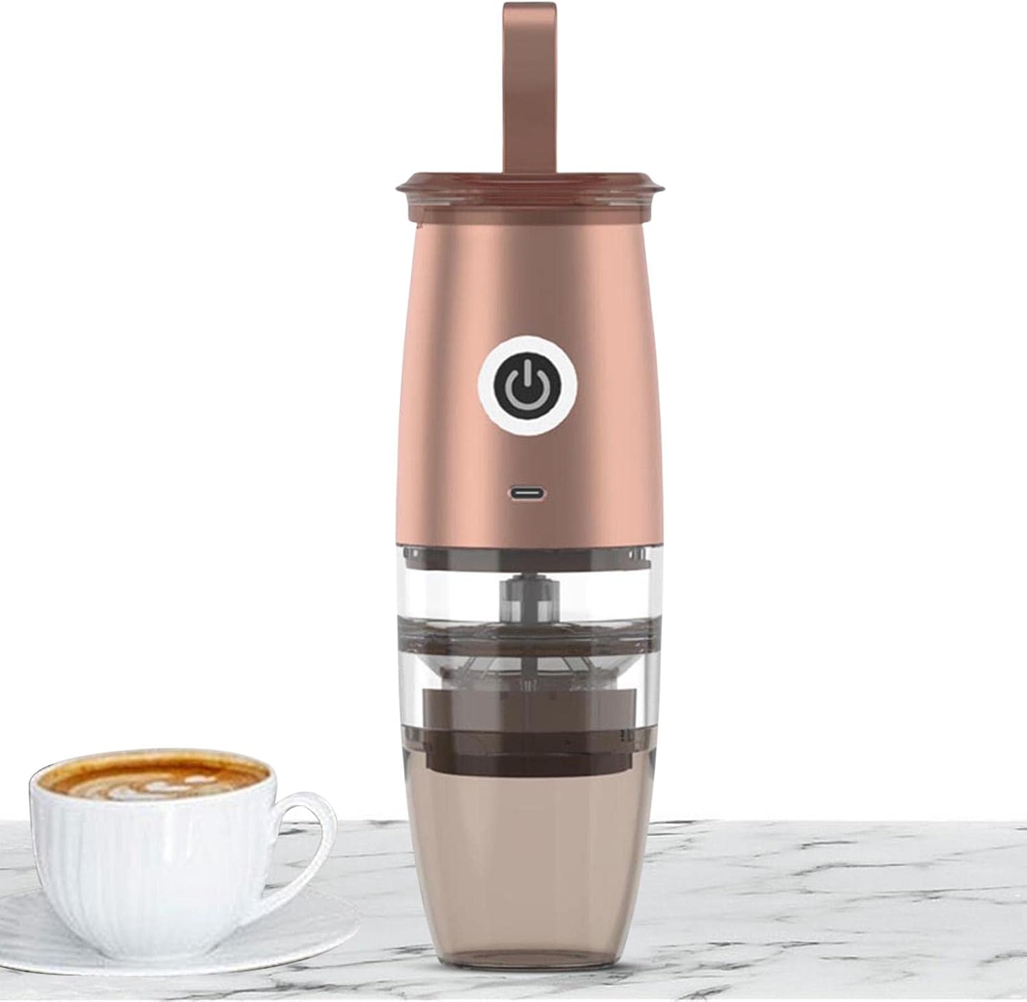 Elektrische Kaffeemühle, 7,4 V, 150 Ml, 5 Mahlgradeinstellungen (roségold)