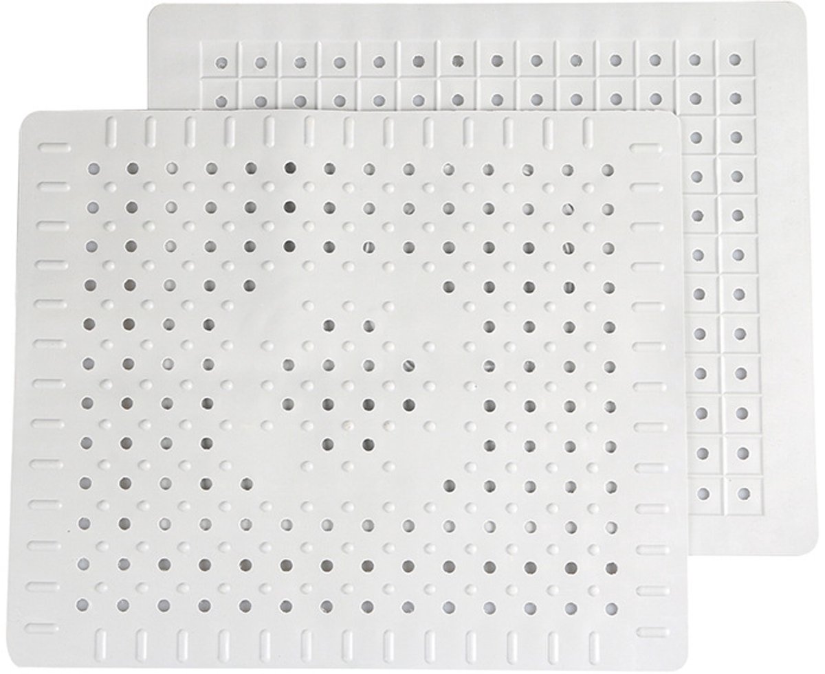 Set Mit 2 Rechteckigen Spülbeckenmatten – Spülbeckenmatte – Abtropfmatte – Matte Für Spüle, Spritzschutz, Abtropfkorb – Weiß – 31 X 26 Cm – Gummi