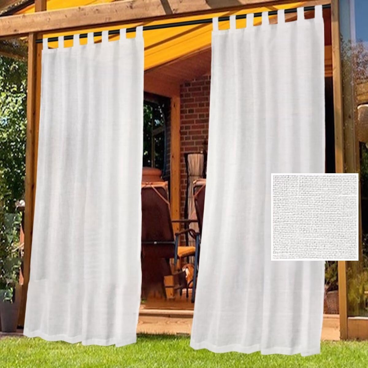Outdoor-vorhänge – 2er-set – Pavillonvorhänge – Wasserdicht – Verdunkelnd – Klettverschluss – Kein Bohren Erforderlich – Geeignet Für Terrassen, Pavillons Und Gärten – Leinen