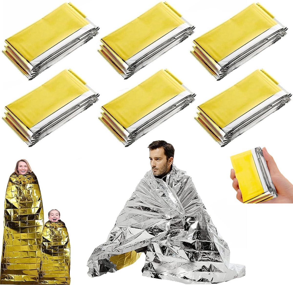 Rettungsdecke – 6er-pack – Isolierdecke – Notfalldecke 210 X 160 Cm – Wasserdichte Rettungsdecke – Erste-hilfe-decken – Pe