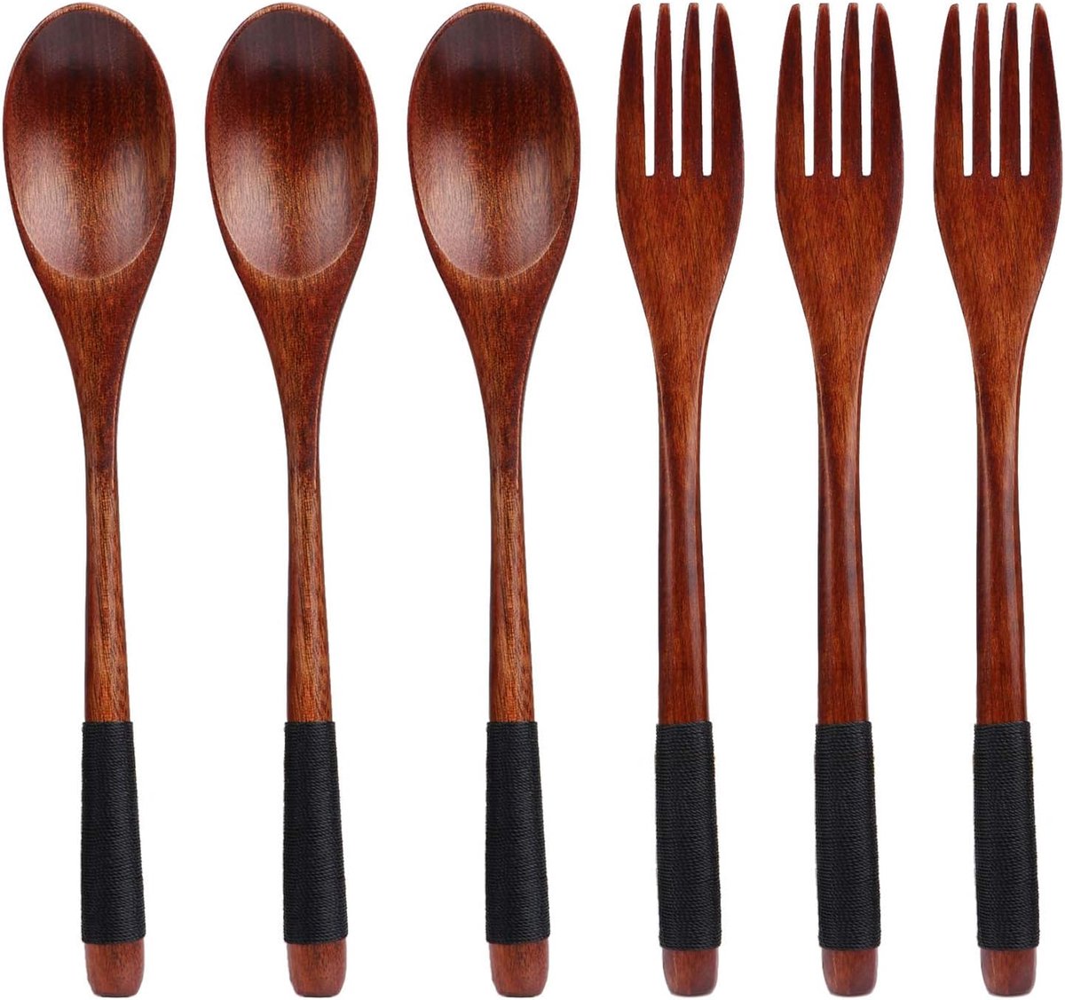 Holzlöffel – Holzbesteck – Holzgabel – Besteckset Aus Naturholz – Langer Griff – Japanischer Stil – Besteckset – Kleine Holzlöffel