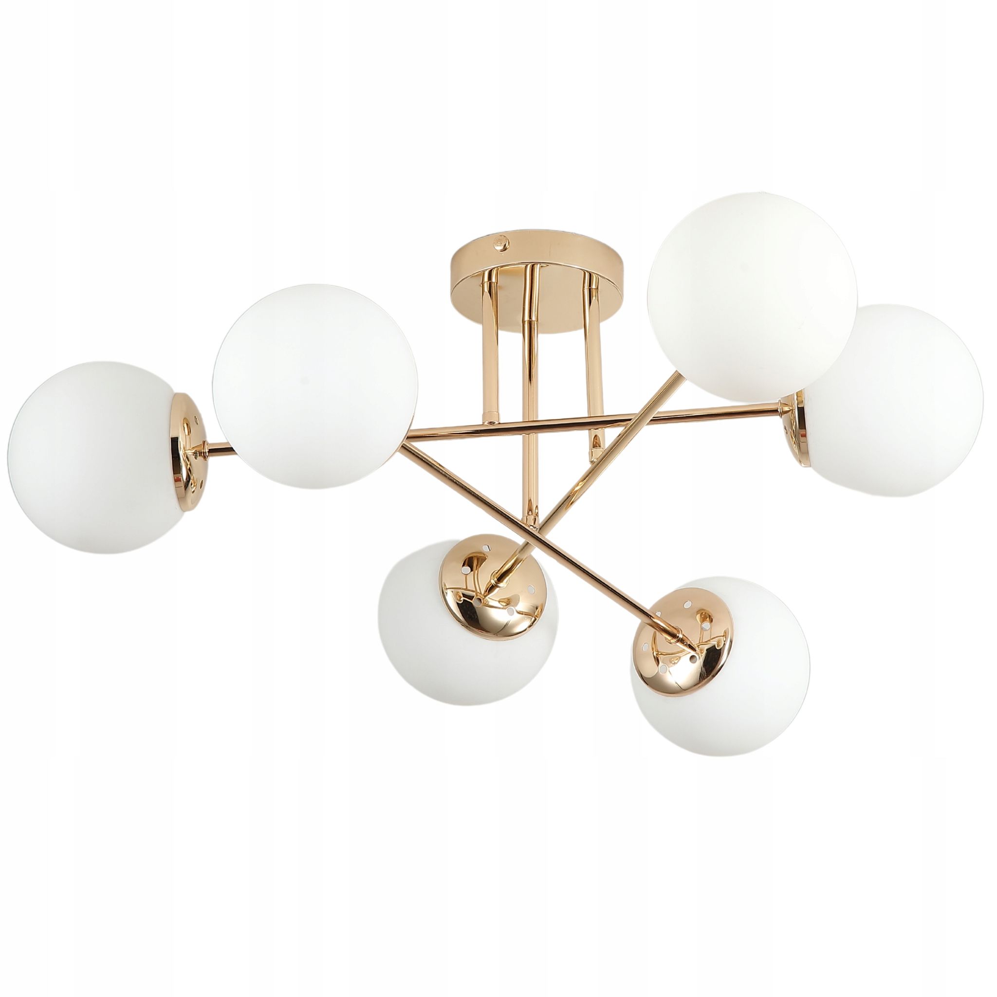 Moderne Goldene Kugel-kronleuchter-deckenleuchte Mit Milchiger Led