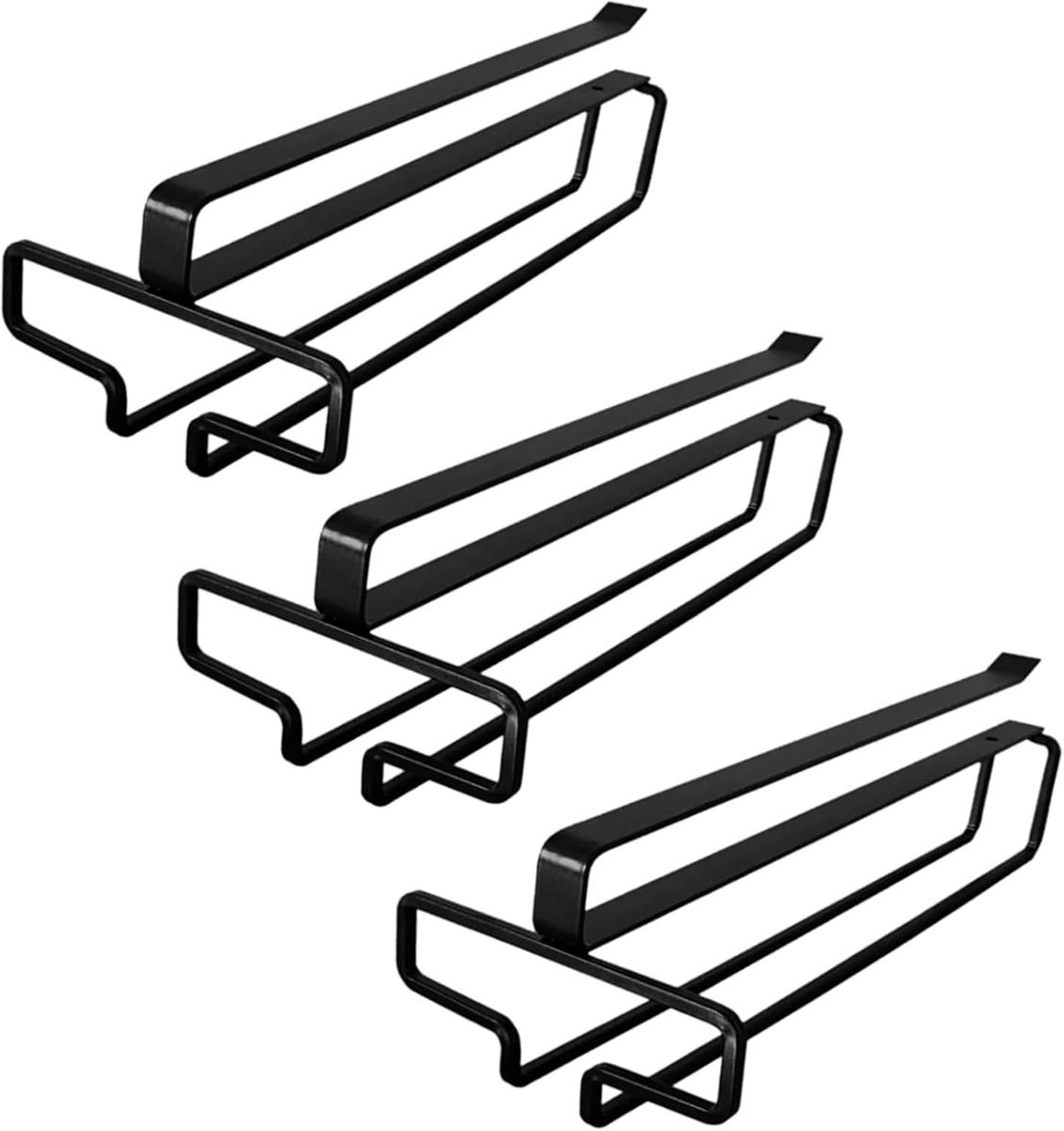 Hängender Weinglashalter – 3er-set Unterbau-glashalter – Metall – Weinglasregal – Ideal Für Bar, Küche Oder Restaurant – Schwarzer Weinglashalter