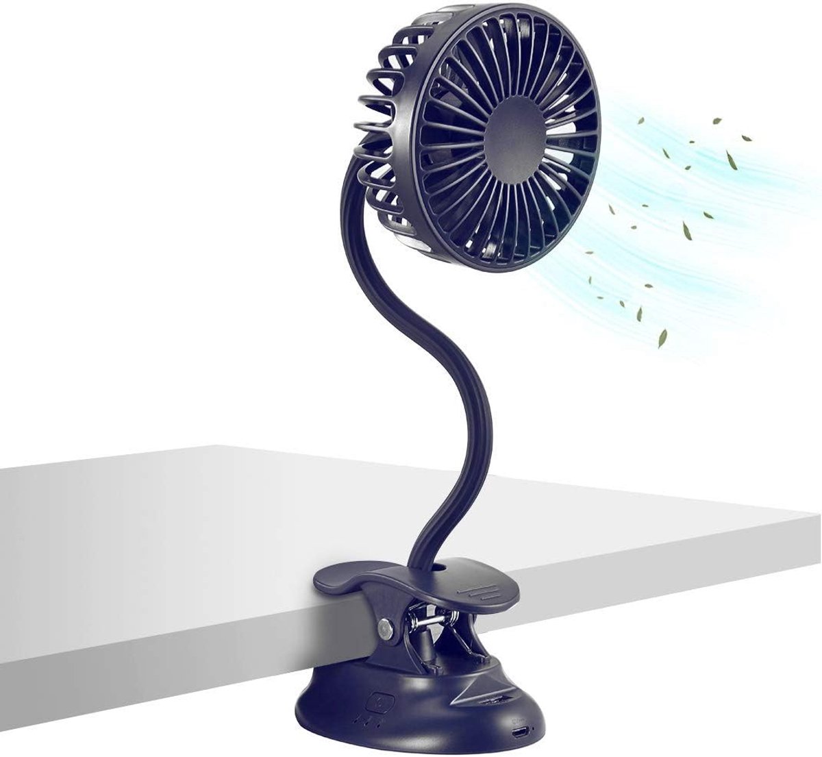 Ulisem – Clip-ventilator – Usb-aufladbar Und Batteriebetrieben – 360° Drehbarer, Flexibler Schlauch – 3 Geschwindigkeitsstufen – Leiser Motor – Powerbank-funktion