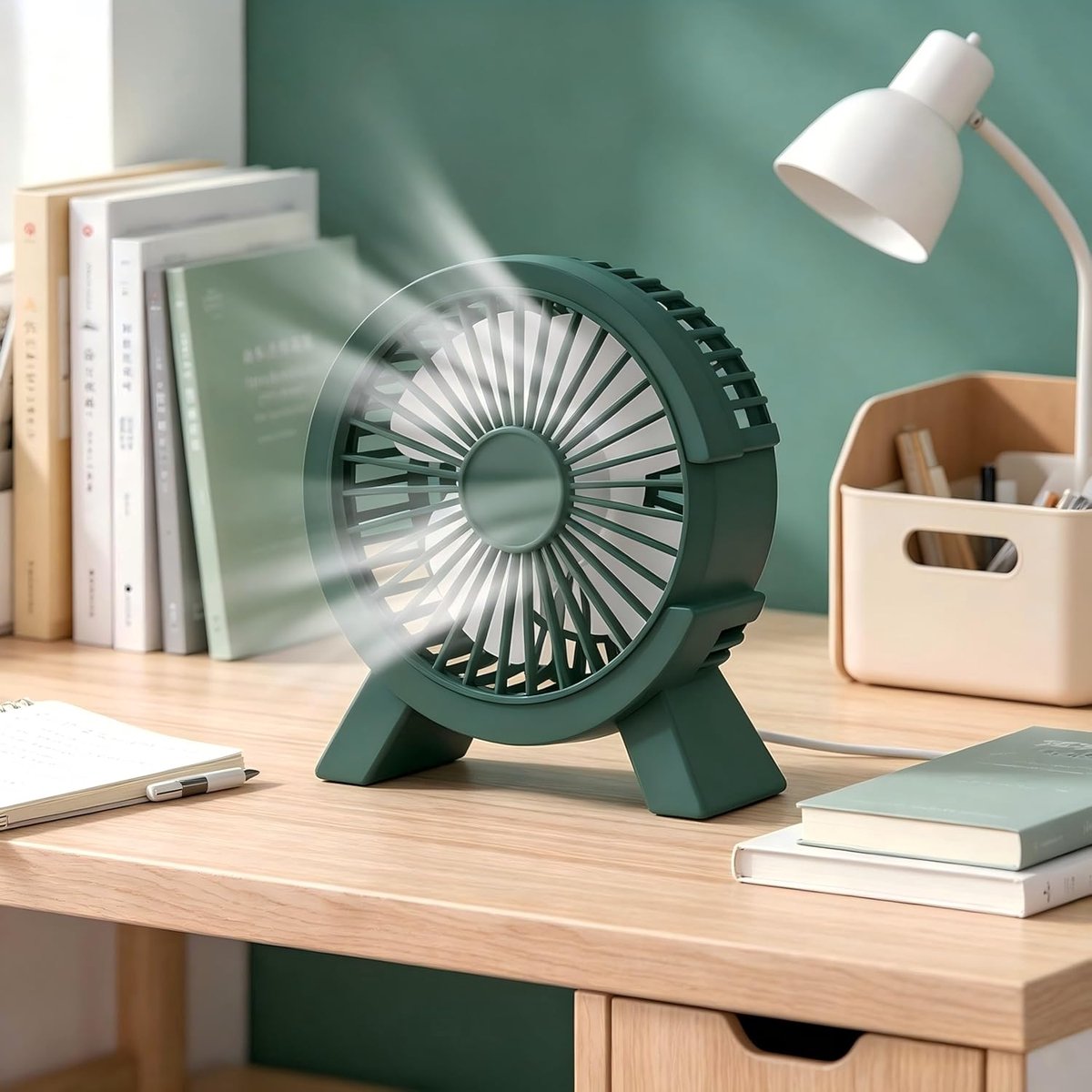 Ulisem – Kleiner Usb-tischventilator – Extrem Leiser Betrieb Und Hoher Luftdurchsatz – Persönlicher Ventilator Mit Rutschfestem Standfuß – Klappbarer Haken – Leicht Zu Reinigen