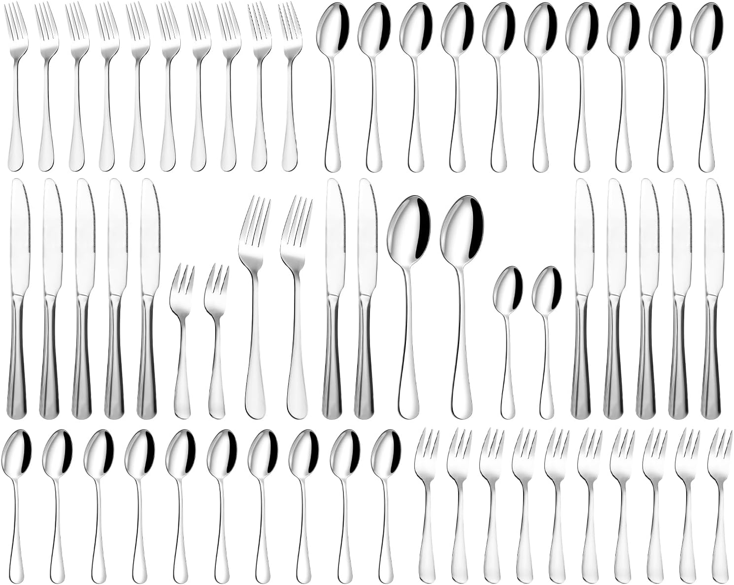 Besteckset Für 12 Personen, 60-teiliges Edelstahlbesteck, Hochglanzpoliert Und Spülmaschinenfest, Elegantes Besteck, Mit Messer, Gabel Und Löffel