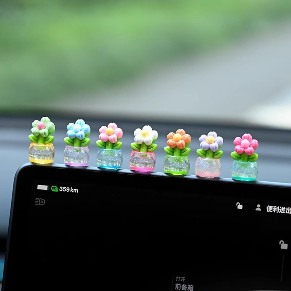 Set Mit 7 Dekorativen, Beleuchteten Blumentöpfen – Mini-blumen – Geeignet Für Armaturenbrett Und Rückspiegel – Innenausstattung Von General Motors – Lustiges Und Originelles Geschenk