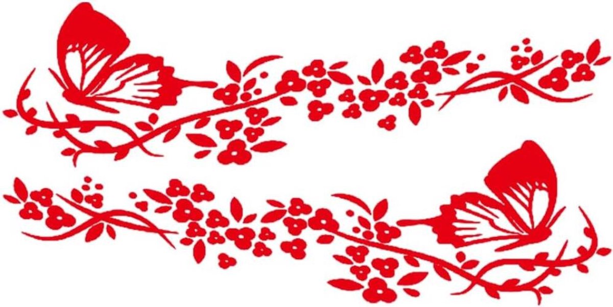 Autoaufkleber – Fensteraufkleber – Witziger Autoaufkleber – Motorradaufkleber – Dekorative Autoklebefolie – Schmetterlings- Und Blumenmotiv – 11 X 30 Cm