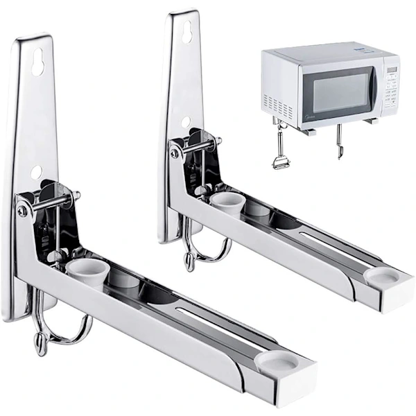 Wandmontierter Regalträger Aus Edelstahl 304 Für Mikrowellenherde, Klappbar Und Einziehbar, Geeignet Für Mikrowellenherde.